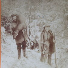 c1900 Hunting Hunters with Large Deer and Pelts Snow Stereoview B.W. Kilburn 73 picture