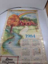 Vintage 1984 Bamboo Calendar Bless This House Double Sided picture