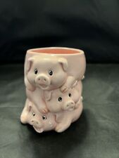 Papel Stack of 3 Pink Pigs Coffee Mug 3D with Pigtail Handle Lovely 14oz picture
