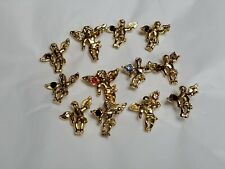 Assorted Small Gold Colored Angel Lapel Pin Lot Of 12 With A Faux Gem - Group 2 picture