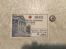 XXX RARE WW2 1942 RED CROSS CARD & PIN World War Two picture