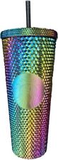 Starbucks Fall 2023 Oil Slick Rainbow Studded Cold Cup Tumbler - 24oz - NWT picture