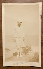 Vintage 1928 Woman Lady Beach Sand Ocean Sea Fashion Real Photograph P9b11 picture