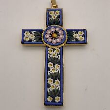 Antique Cross Pendant, Circa late 1800s, Micro-mosaic, Italy, 1.5