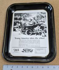 Ford Metal Serving Tray “Young America Takes The Wheel”  Vintage 1976 Black picture