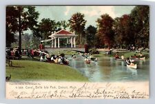 Detroit MI-Michigan, Canal at Belle Isle Park, Vintage c1907 Souvenir Postcard picture