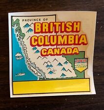 Vintage 1960’s British Columbia Decal, Province Shape - Tourist, Travel Souvenir picture