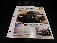 1997+ Bentley Turbo R/T Spec Sheet Brochure Photo Poster picture