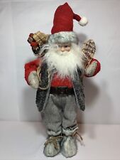18 Inch Santa Claus Christmas Figurine w/Gift Bag Standing Santa W/Snow Shoes~C3 picture