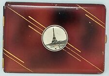 Vintage Cigarette Case Tour Eiffel Paris faux tortoise shell paint Unmarked picture