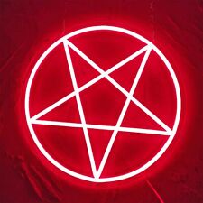 Satanic Pentagram Neon Signs for Wall Decor, Dimmable LED Inverted Pentagram ... picture