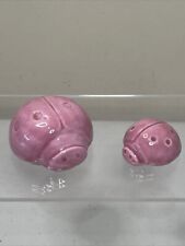 Two Sized Ladybug Pink Ceramic Figurines Miniatures picture