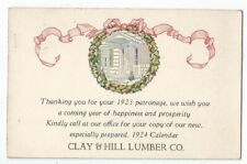 Brookfield, MO Missouri 1923 Postcard, Clay & Hill Lumber Co., Free Calendar picture