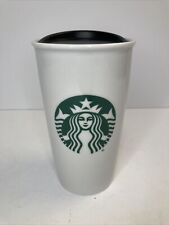 Starbucks 2016 White Ceramic Coffee Travel Cup Mug Tumbler 12 oz. w/ lid (a2) picture