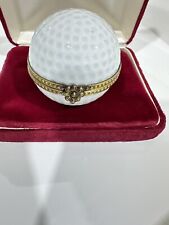 Vintage Rochard Limoges France Porcelain Golf Ball Trinket Pill Box 2