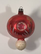Vintage 4” Double Drop Tri Dimple Indent Blown Glass Christmas Tree Ornament picture