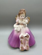 VTG Joseph Original 11 Birthday Angel Fairy Girl Figurine 5.5” Lavender Dress 🪡 picture