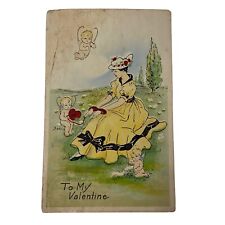 Postcard Valentine's Day To My Valentine Girl and Cherubs Whitney Made 1920 picture