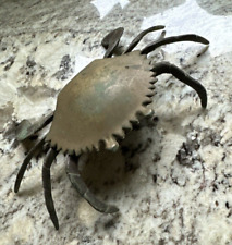Vintage Brass Crab Hinged Trinket Box Ashtray Crustacean Coastal Sea Life picture