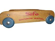Vintage Wood Sifo Rainbow Wagon Wooden Pull Toy No Blocks Cart  9 x 13