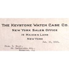 1913 NEW YORK KEYSTONE WATCH CASE CO MAIDEN LANE BILLHEAD INVOICE Z126 picture
