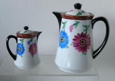 Vintage P.S. Bavaria Porcelian Wild Floral Teapots small & Medium w/ lid lips picture