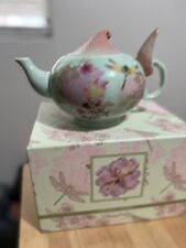 Disney Parks RARE Tinker Bell Dragonfly Floral Teapot NIB picture