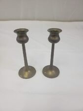 Vintage Handmade Brass Archana  Pair of Candlesticks 6