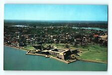 St Augustine Florida Aerial View Castillo de San Marcos Oldest Fort Postcard E8 picture