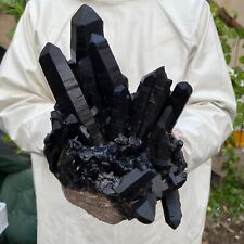 9.8lb Large Natural Black Smoky Quartz Crystal Cluster Rough Mineral Specimen picture