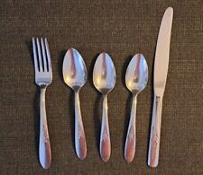 5 Pcs. VINTAGE COLLECTIBLE ROSE DESIGN STAINLESS STEEL FLATWARE USA picture