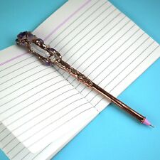 Real Amethyst & Crystal Gemstone Luxury Antique Ballpoint Pen Writing Stationery picture
