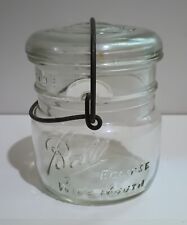 Vintage Ball 'Eclipse Wide Mouth' Clear Mason Pint Canning Jar Wire Bail #2 picture