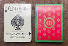 Antique Congress 606 Playing Cards, Initial Series “W” c1904 Wide Size Gold Edge picture