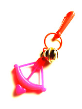 Vintage 1980s Plastic Charm Pink Cupid's Bow Charms Necklace Clip On Retro picture