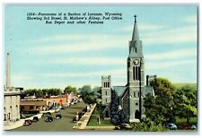 c1940's Panorama Of A Section Of Laramie Wyoming WY St. Mathew Abbey Postcard picture