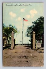 San Antonio TX-Texas, Entrance Army Post, Antique Vintage c1916 Postcard picture