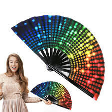 Bamboo Folding Hand Fan - Large Rave LOUD Clack - for Men/Women - EDM Dance picture