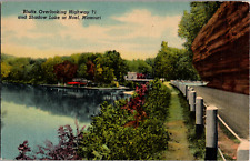Vintage 1940s Boat Dock Bluff Highway 71, Shadow Lake, Noel Missouri MO Postcard picture