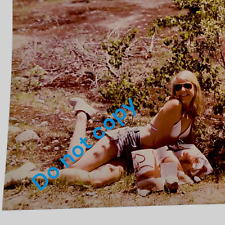 Vintage 1970s photo Woman Holds CENTERFOLD MAGAZINE that She is in 4x6 pinup picture