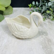 Vintage LENOX Ivory Swan Trinket Dish Figurine Mini White Candy Bowl MCM 4” picture