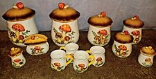 Vintage 70's SEARS & ROEBUCK Merry Mushroom 17 Pc. Set Jars Shakers Napkin Mugs picture