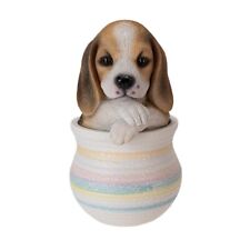 PT Pacific Trading Beagle Dog in Cold Cast Resin Striped Pot picture