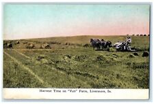 c1910's Harvest Time On Von Farm Livermore Iowa IA, Horses Scene Postcard picture