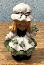 Vintage Lefton St Patrick's Day Girl Shamrock Dress Holding Clover Figurine picture