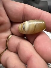 Ancient Banded Golden Agate 1500 YO 29 X 15 mm Eye Bead Collectible picture
