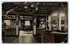 c1910 Public Library Call Desk Eau Claire Wisconsin WI Antique Postcard picture
