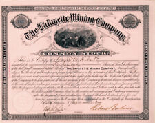 Garret A. Hobart - Lafayette Mining Co. - Stock Certificate - Autographed Stocks picture