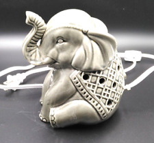 Sweet Pierced Ceramic Gray ELEPHANT Accent Desk Lamp Nightlight Fairy Light picture