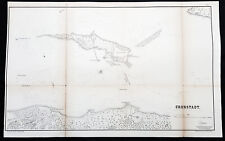 1856 Capt. Richard Delafield Large Antique Map of Kronstadt Russia - Crimea War picture